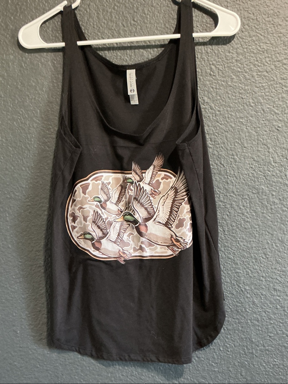 Next Level Apparel Black Graphic Duck Tank Top